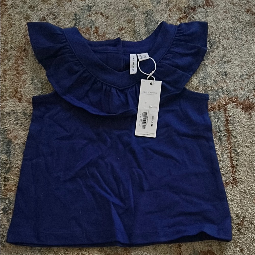 Janie and Jack Blue Ruffled Cap Sleeve Blouse